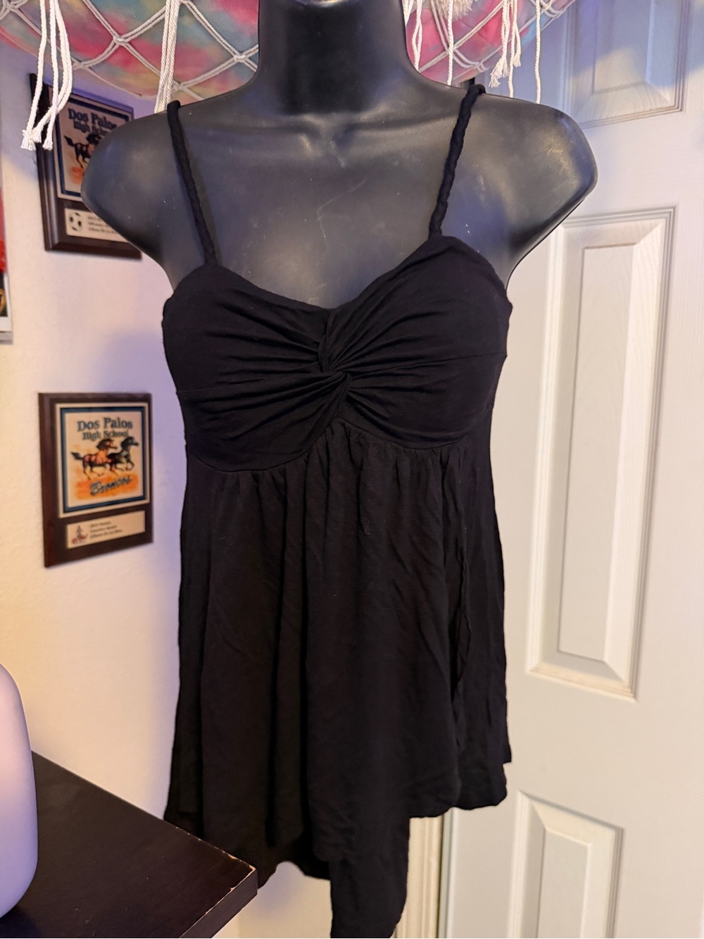 Candie's Black Twist-Front Spaghetti Strap Cami